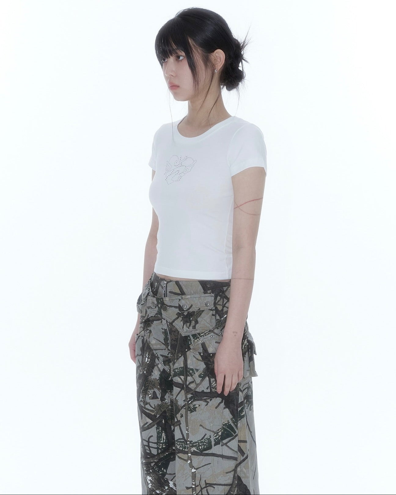 【Kashiko】Flower Heart Baby Tee