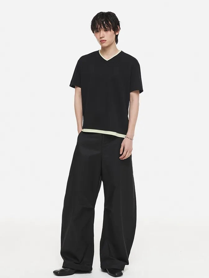 【DNSR】Layered V-Neck Half T-Shirt