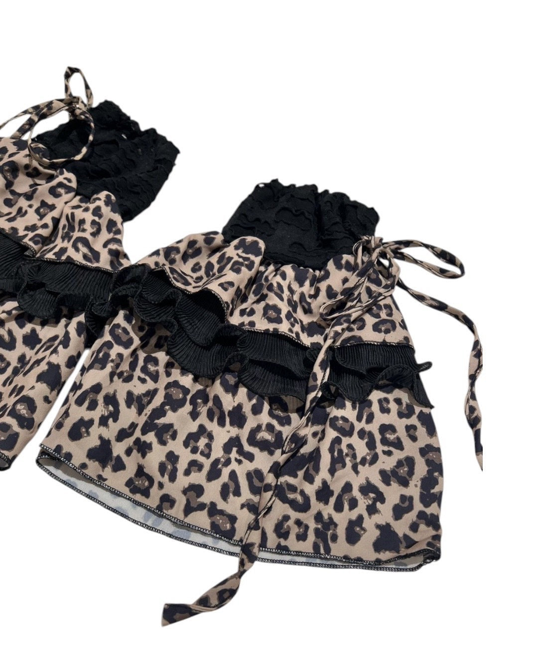 国際配送【BABY09】leopard ribbon legwarmer