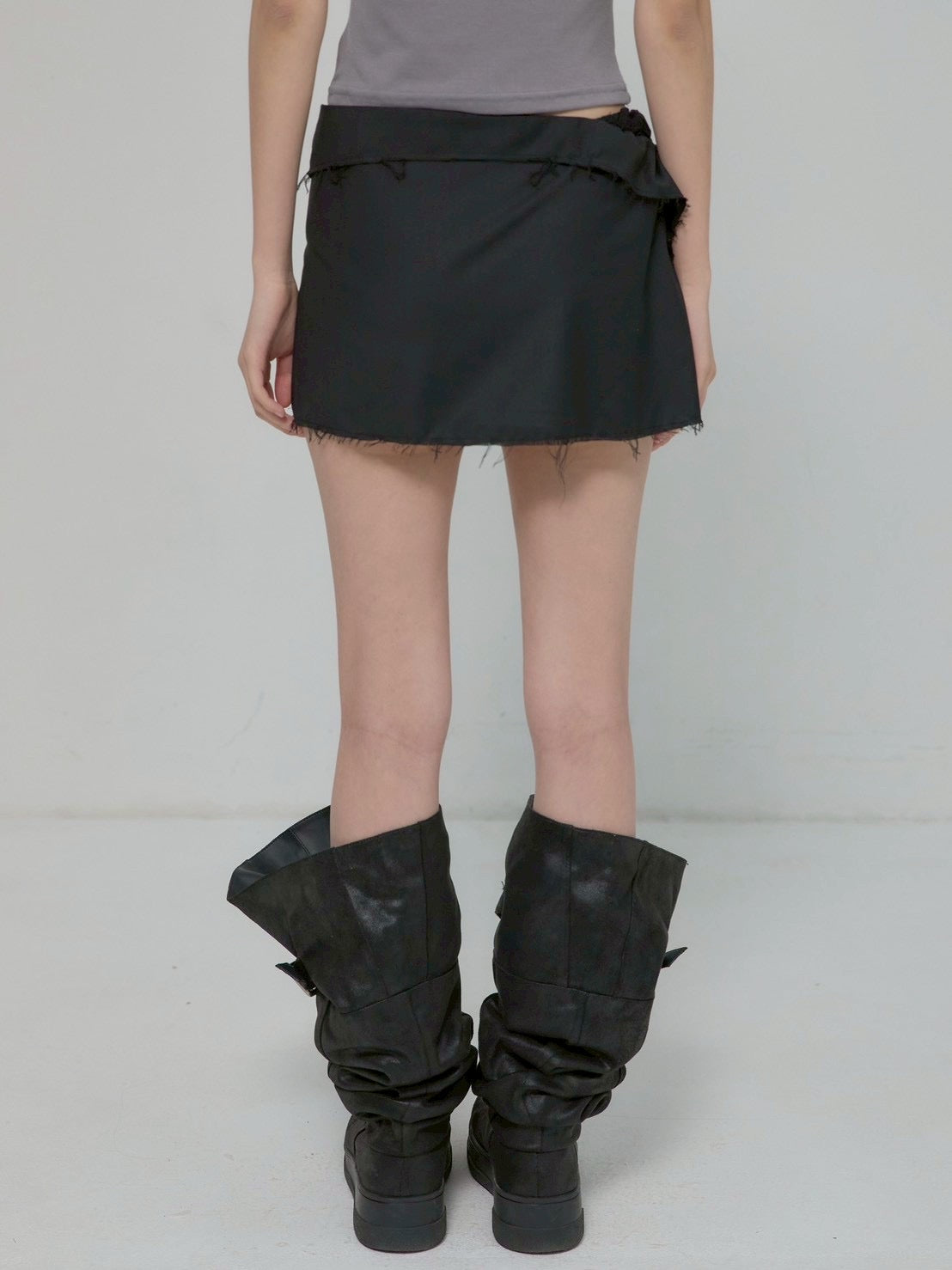 6/22 21:00発売【FLAREUP】Asymmetrical Layered Mini Skirt