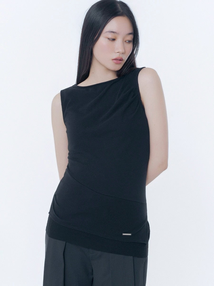 【Miseki seoul】Unbalanced sheer layered sleeveless