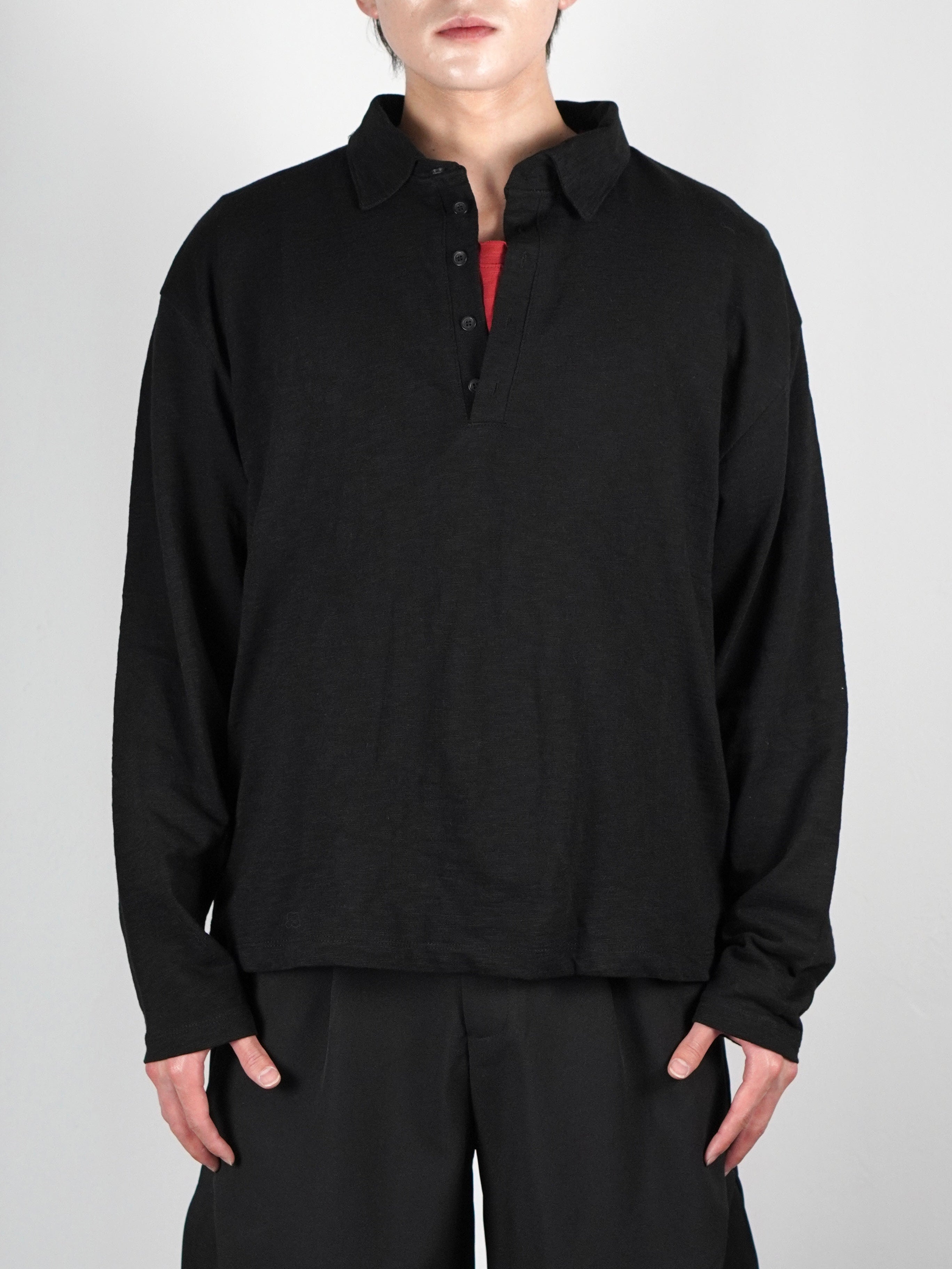 受注制【Chikashitsu +】sheer cotton polo long sleeve (3color)