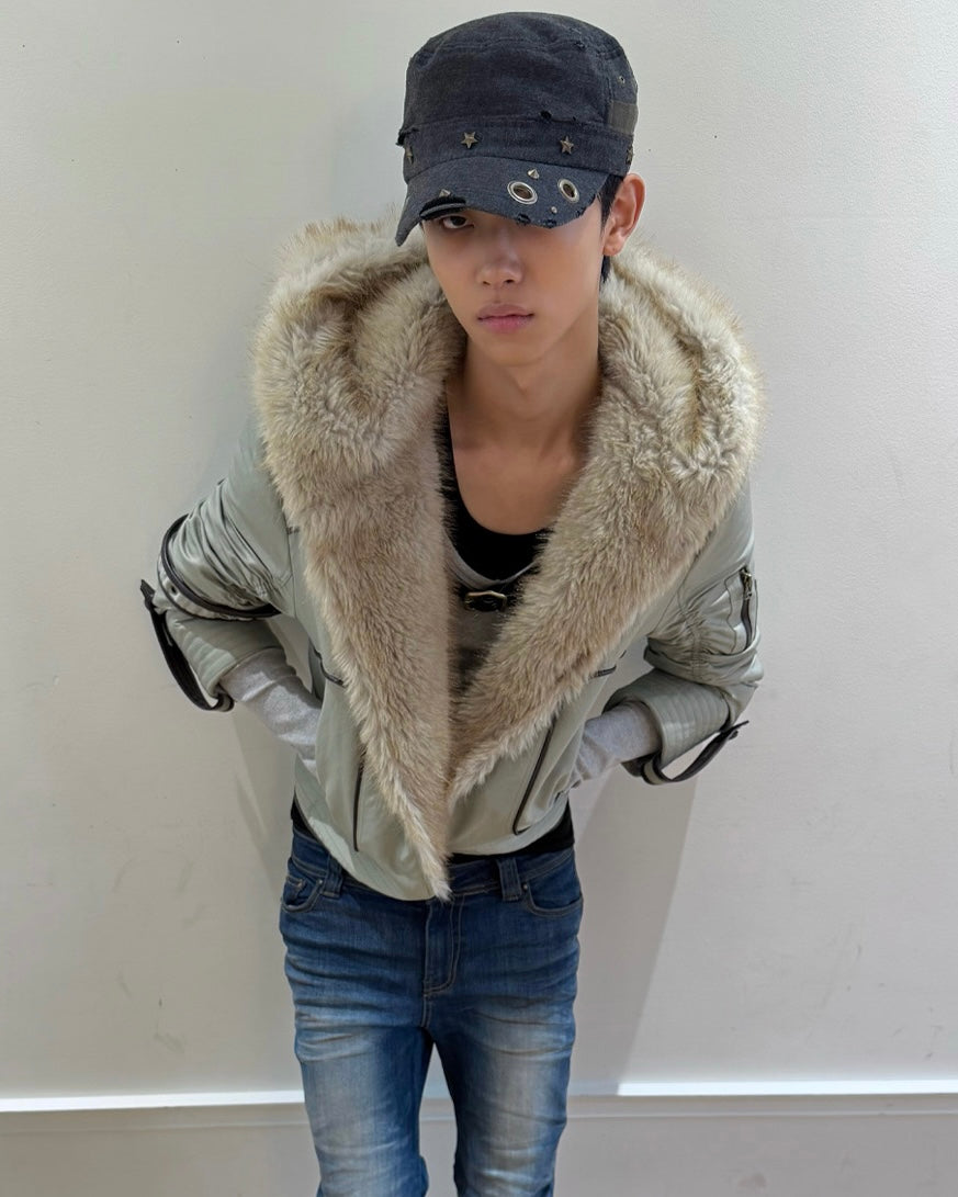 【LECYTO】Eyelet Distressed Patrol Cap