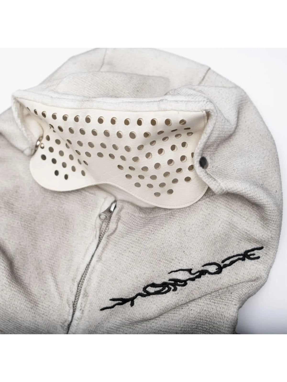 【F.V.V.O】Waffle Embroidered Mask Oversized Zip Hoodie
