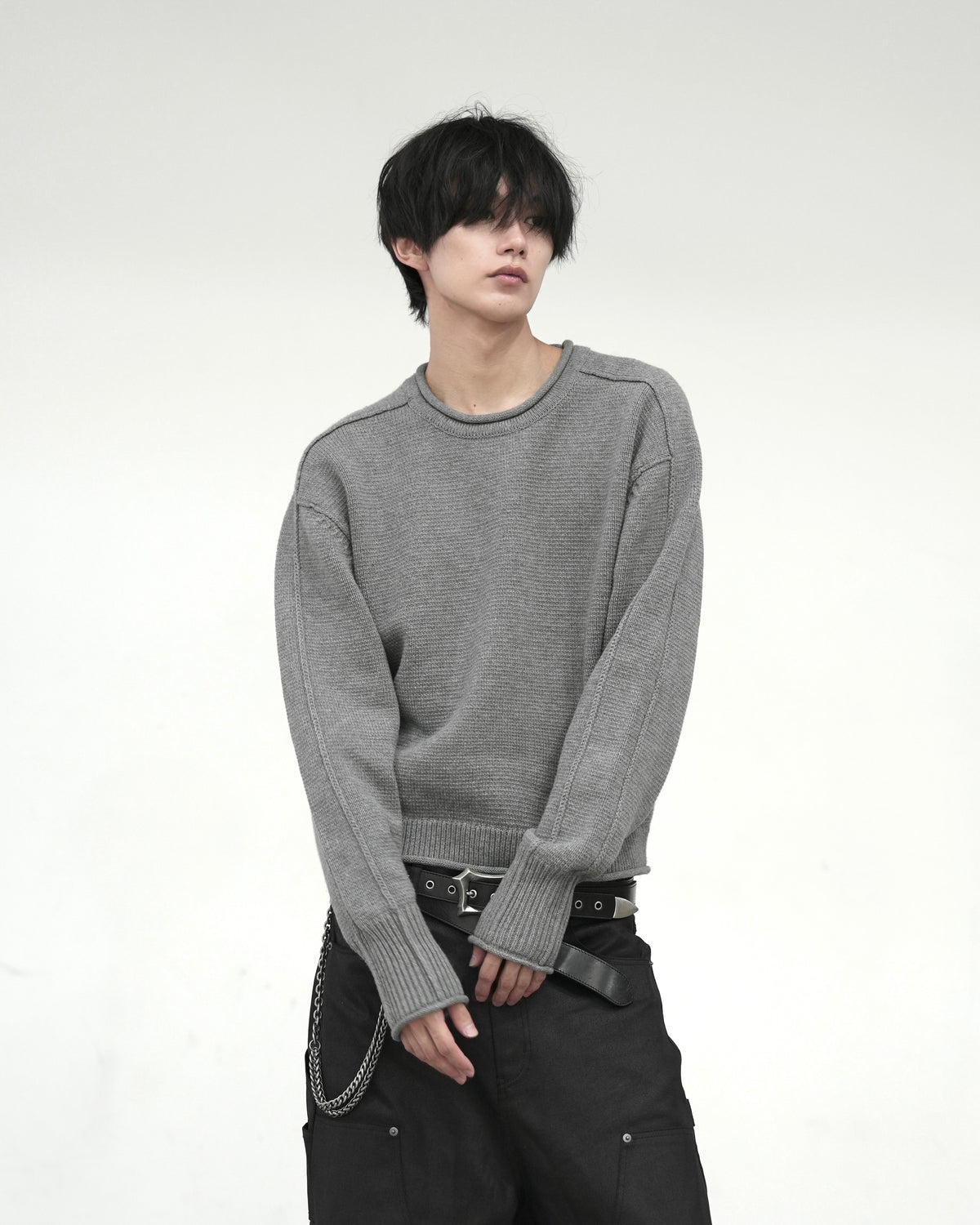 【CHIKASHITSU PLUS HIGH】Contour roll knit sweater (2color)