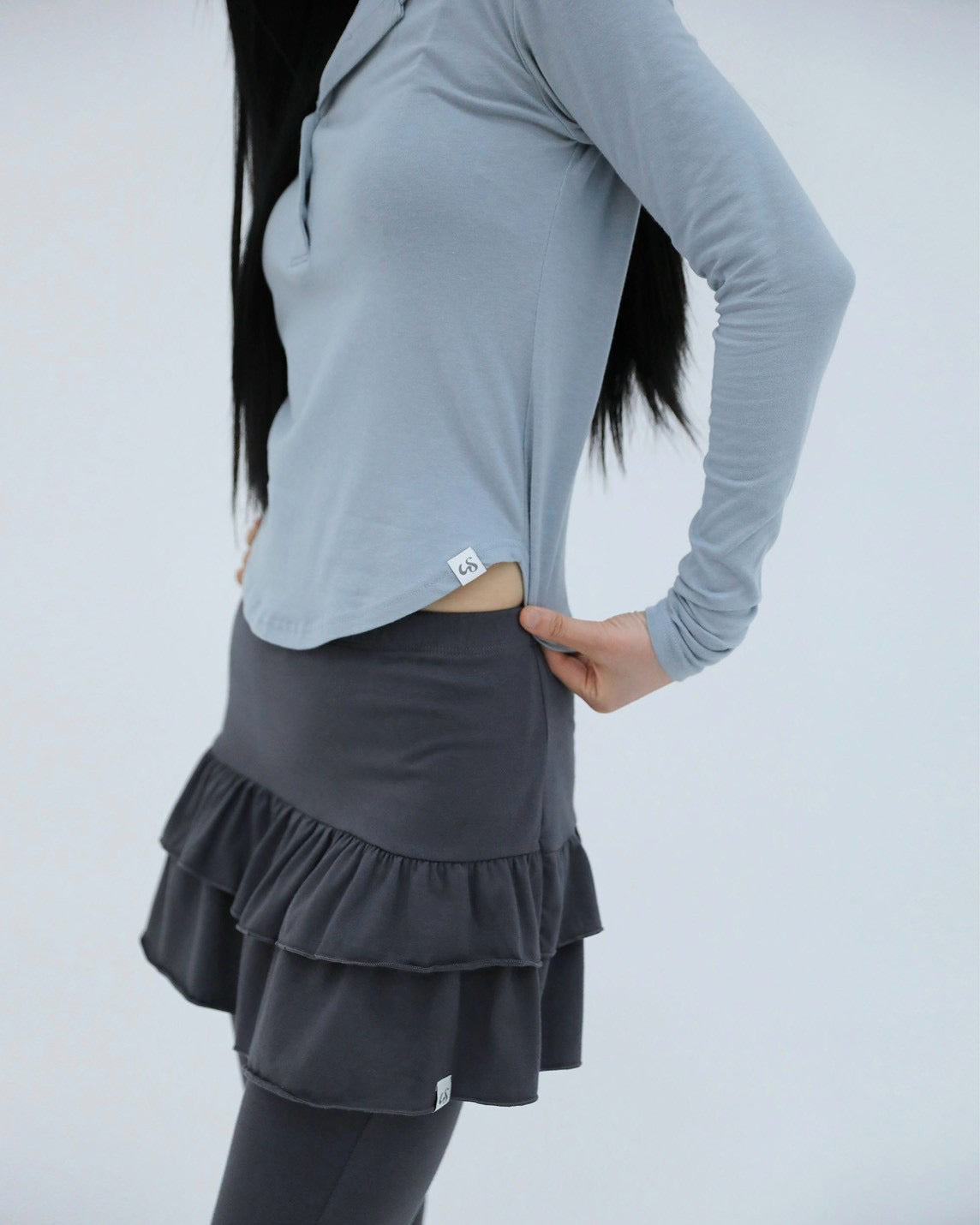 【Uglyshadow】SLIM LONG BUTTON HOODIE TOP