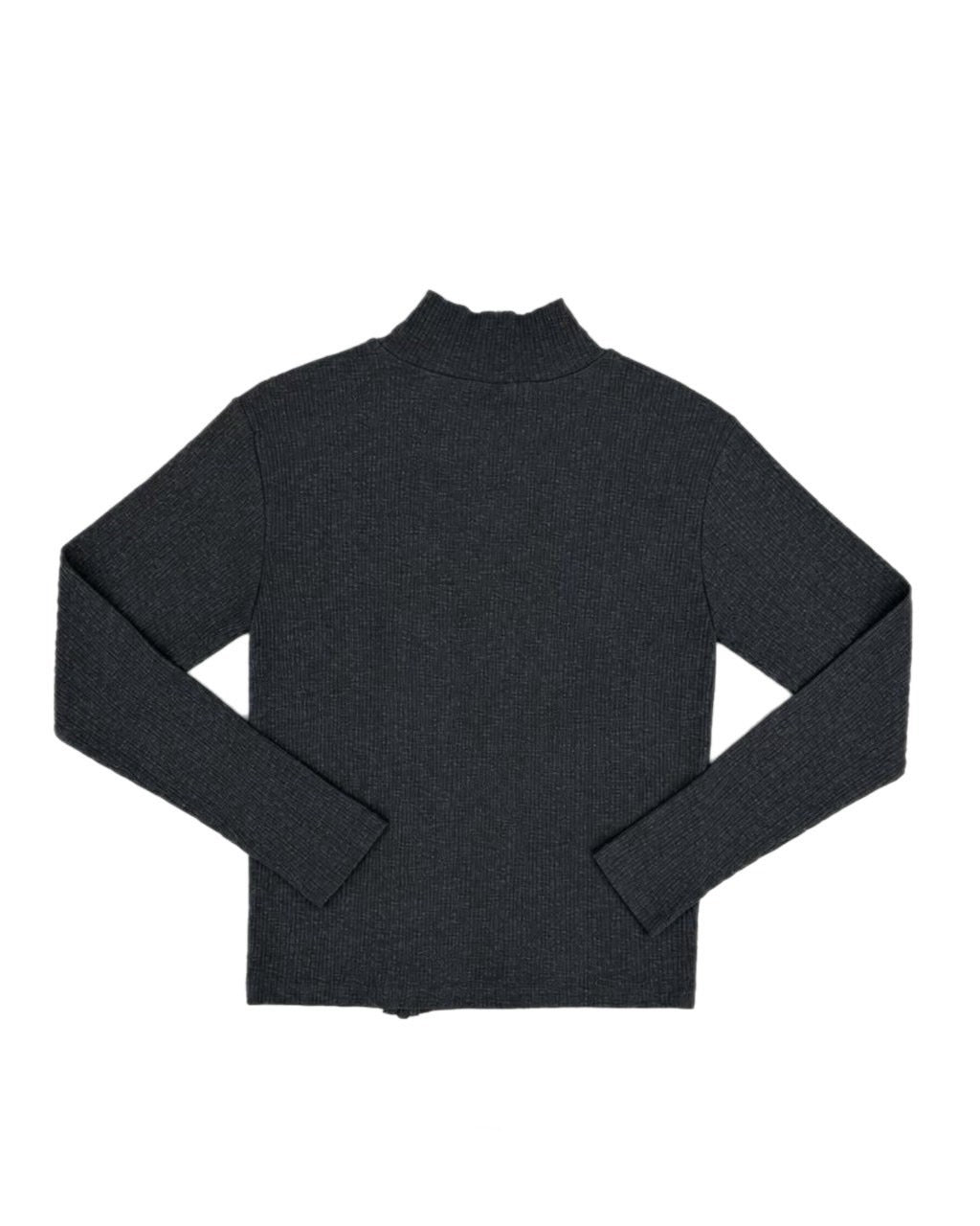 受注制【nmtc+】Ribbed high neck zip-up top (2color)