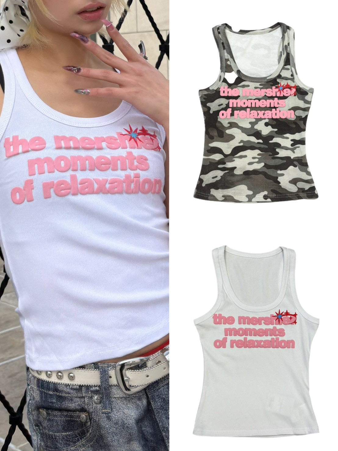 国際配送【Never mind the XU】graphic logo sleeveless (2color)