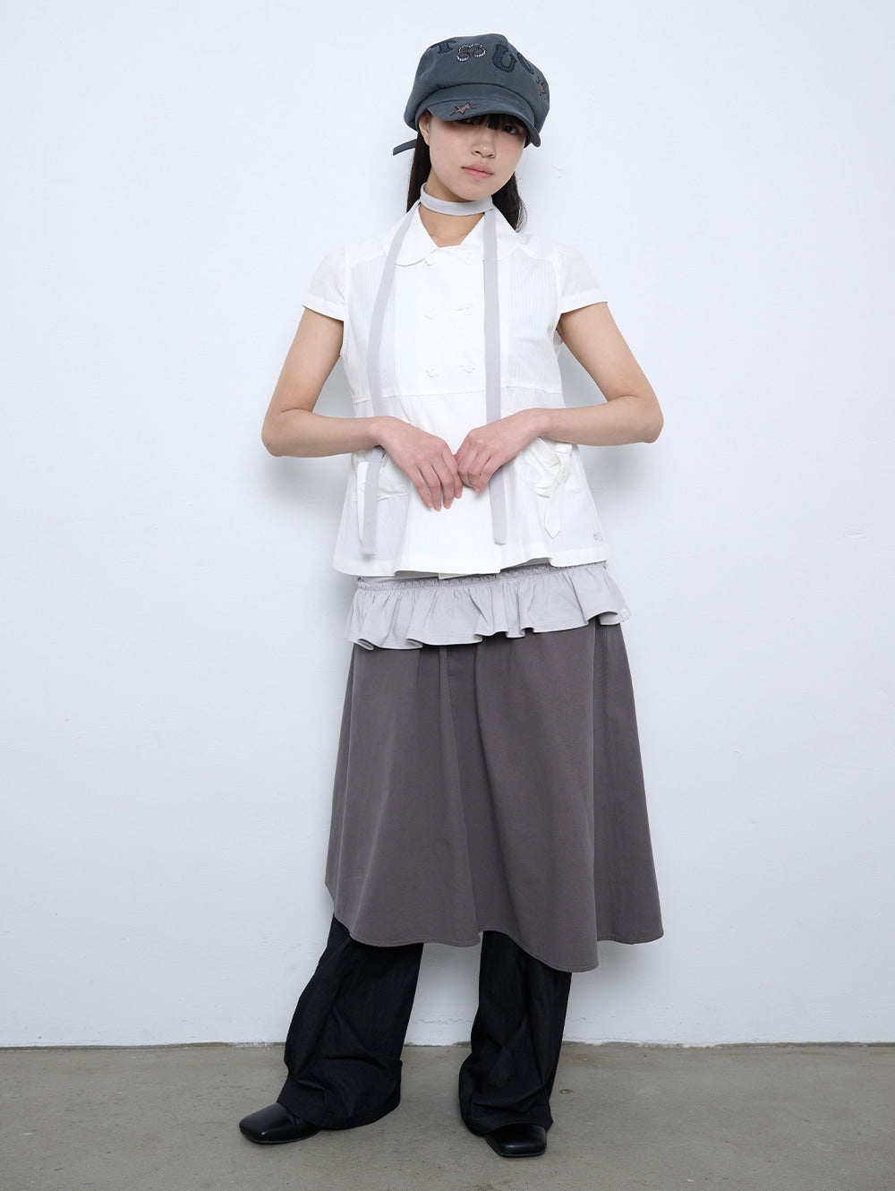6/8 21:00発売【TUOMIO】ROUND COLLAR HALF JACKET