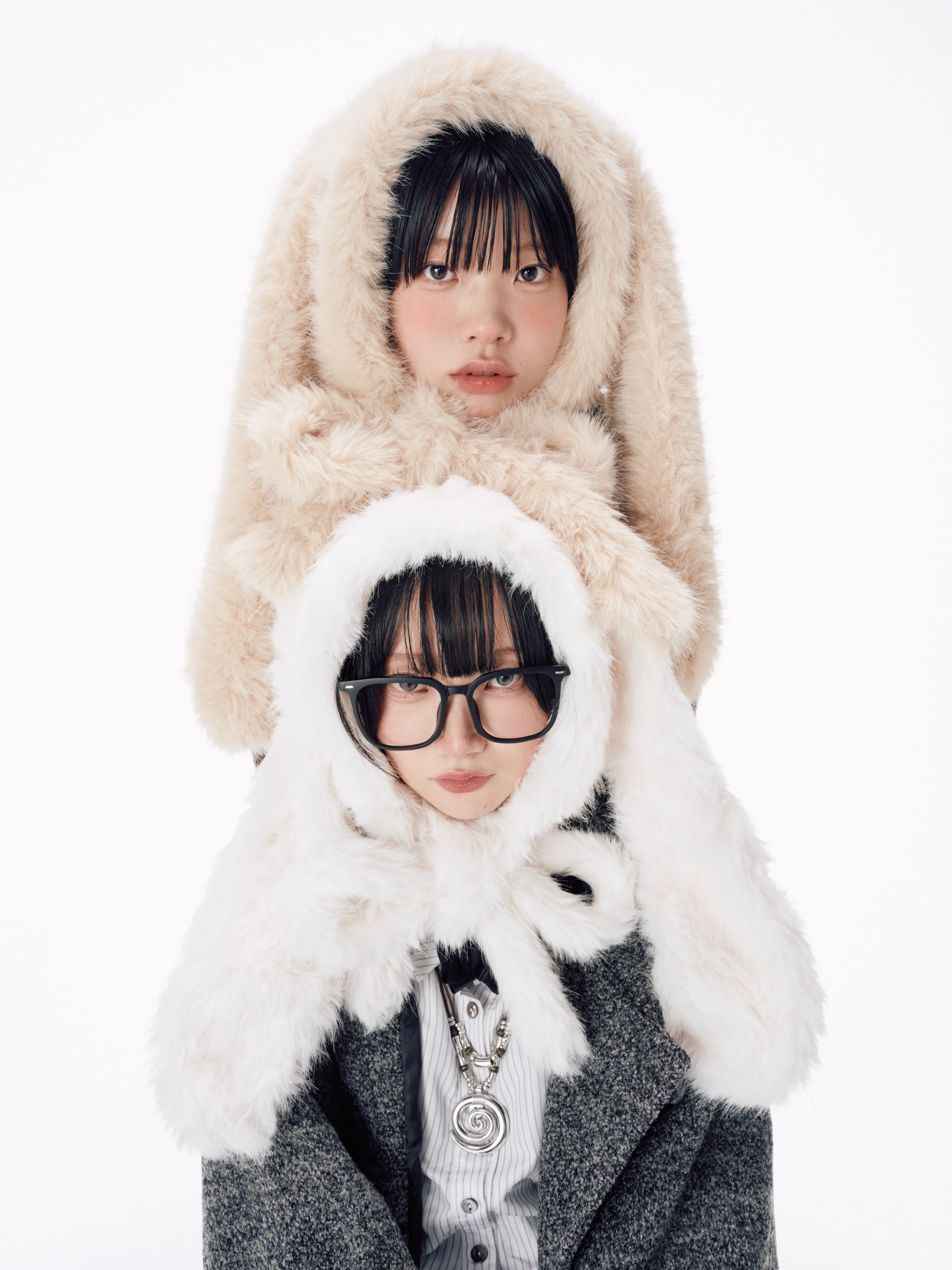 国際配送【Nerd out XU】rabbit ears fur baraclava / 【ナードアウト