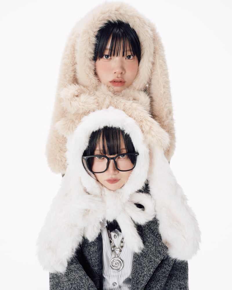 国際配送【Nerd out XU】rabbit ears fur baraclava (2color)