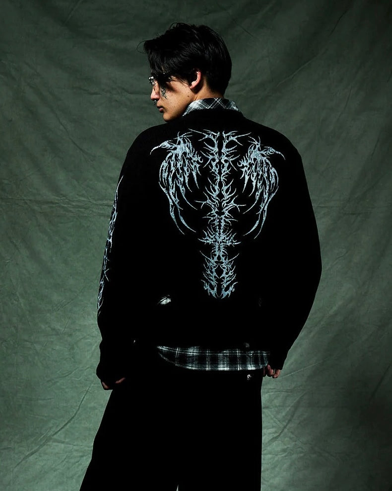 【SUPPLIER】Distressed Tribal Bones Crew Knit