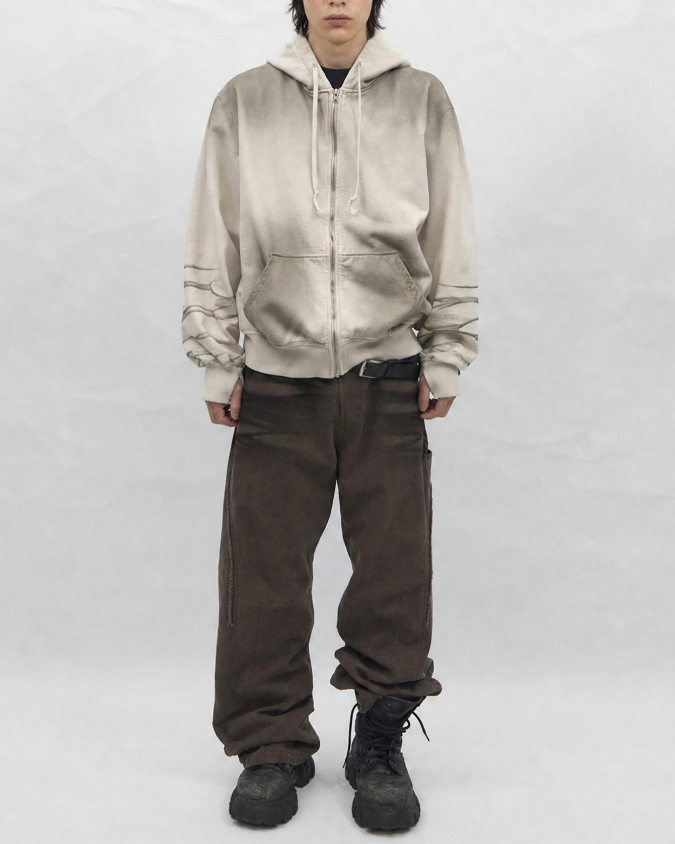 【BLR BLUER】Faded Layer Hoodie Zip-Up Jacket