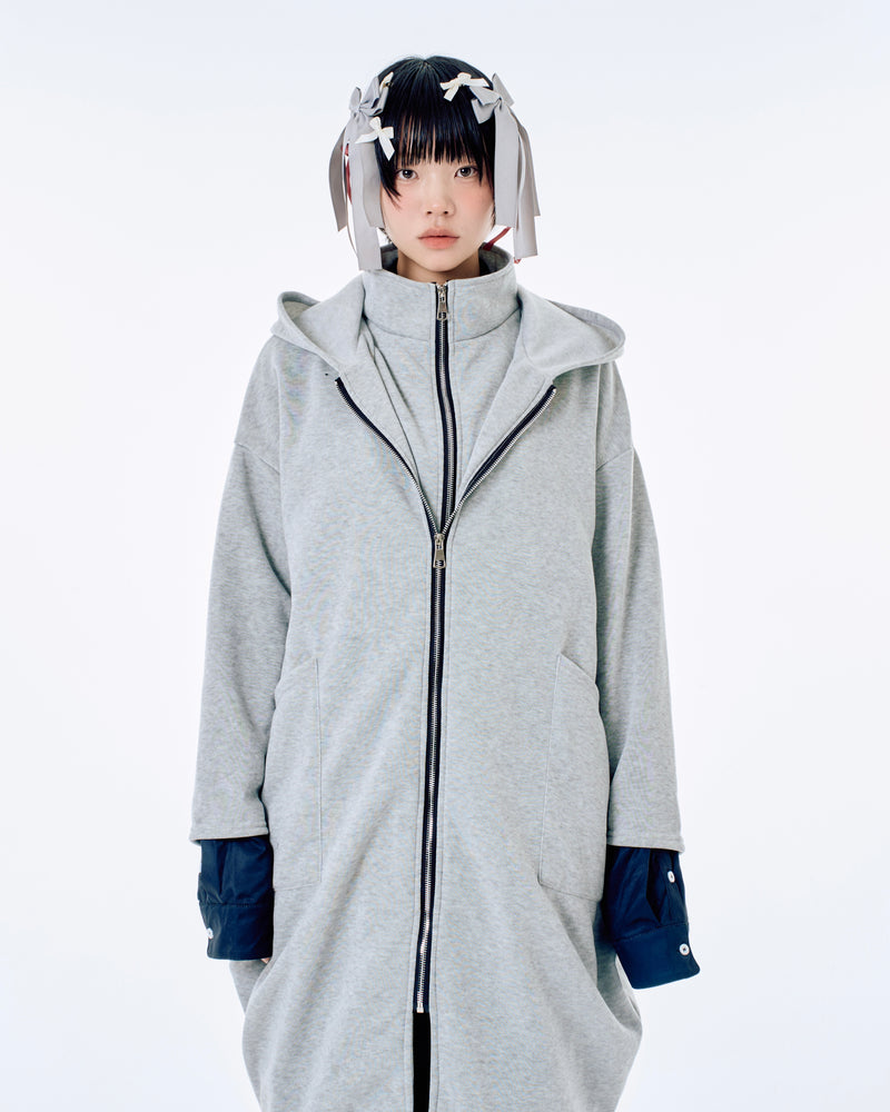 国際配送【Nerd out XU】big layered zip hoodie (2color)