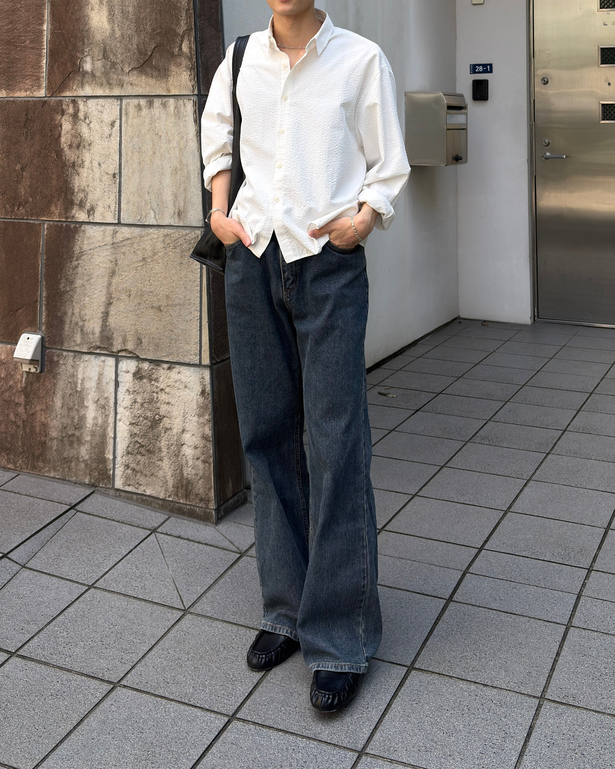 東京店WEB限定受注制【Chikashitsu +】shadow stripe denim pants (2color)