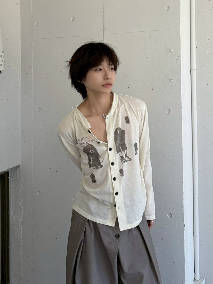国際配送【LUV CODE】stand collar shirt (2color)