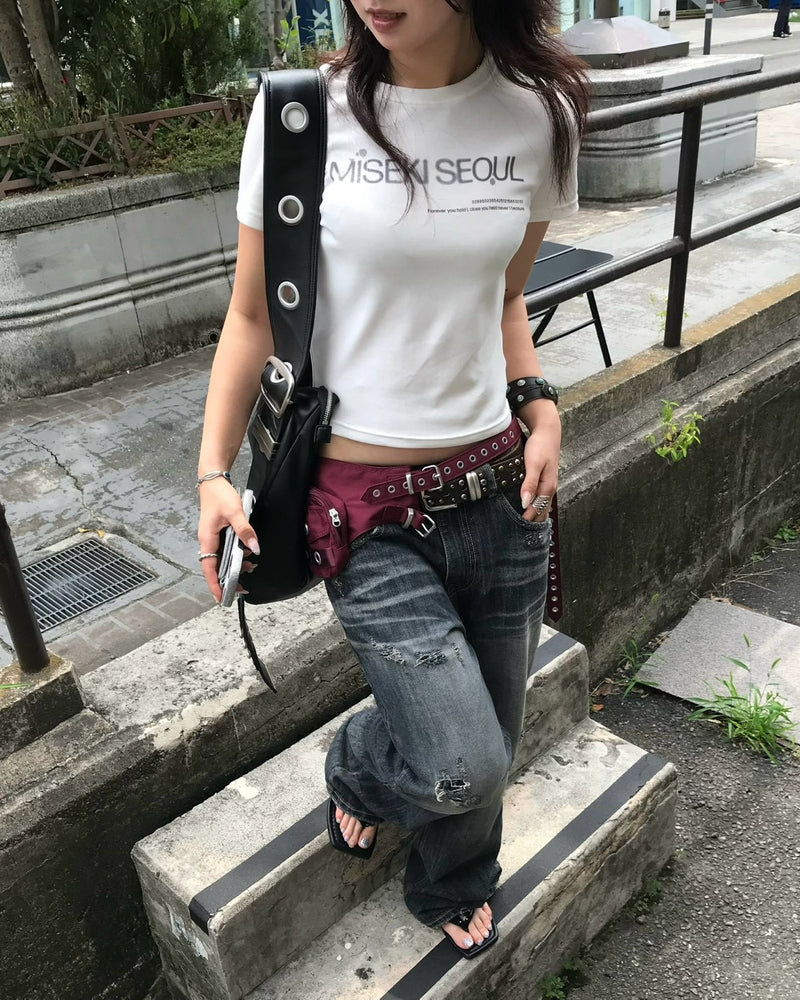 受注制【OaKS】faded wide-leg denim pants