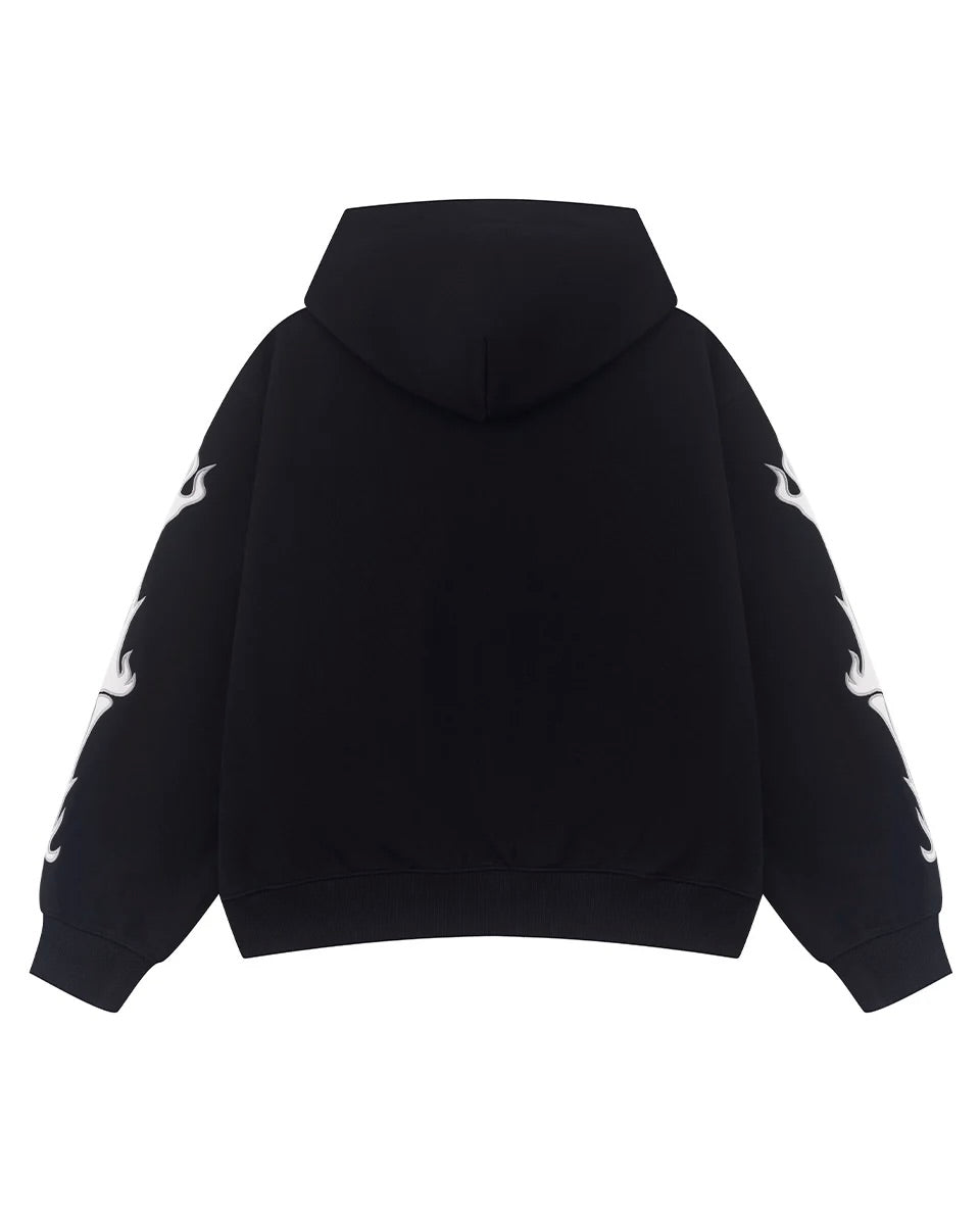 【SUPPLIER】Fire Bones Leather Patch Zip Hoodie