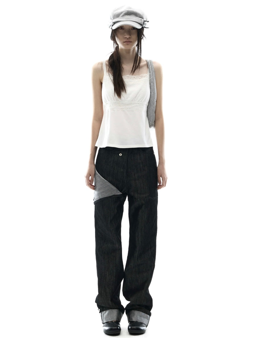 【OJOS】Double Strap Lace Sleevless
