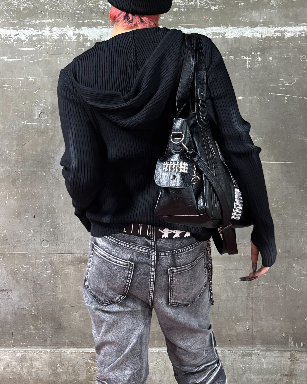 受注制【Never mind the XU】SPRAY WASH ZIP KNIT HOODIE (2color)