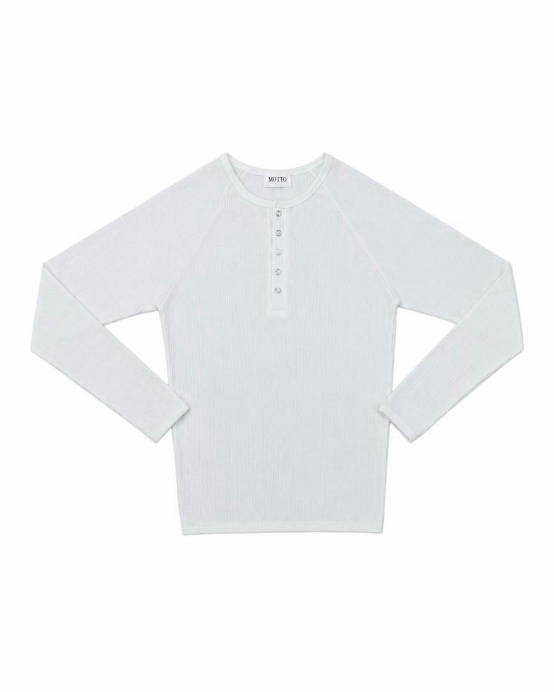 受注制【nmtc+】Snap henley neck ribbed slim top (4color)