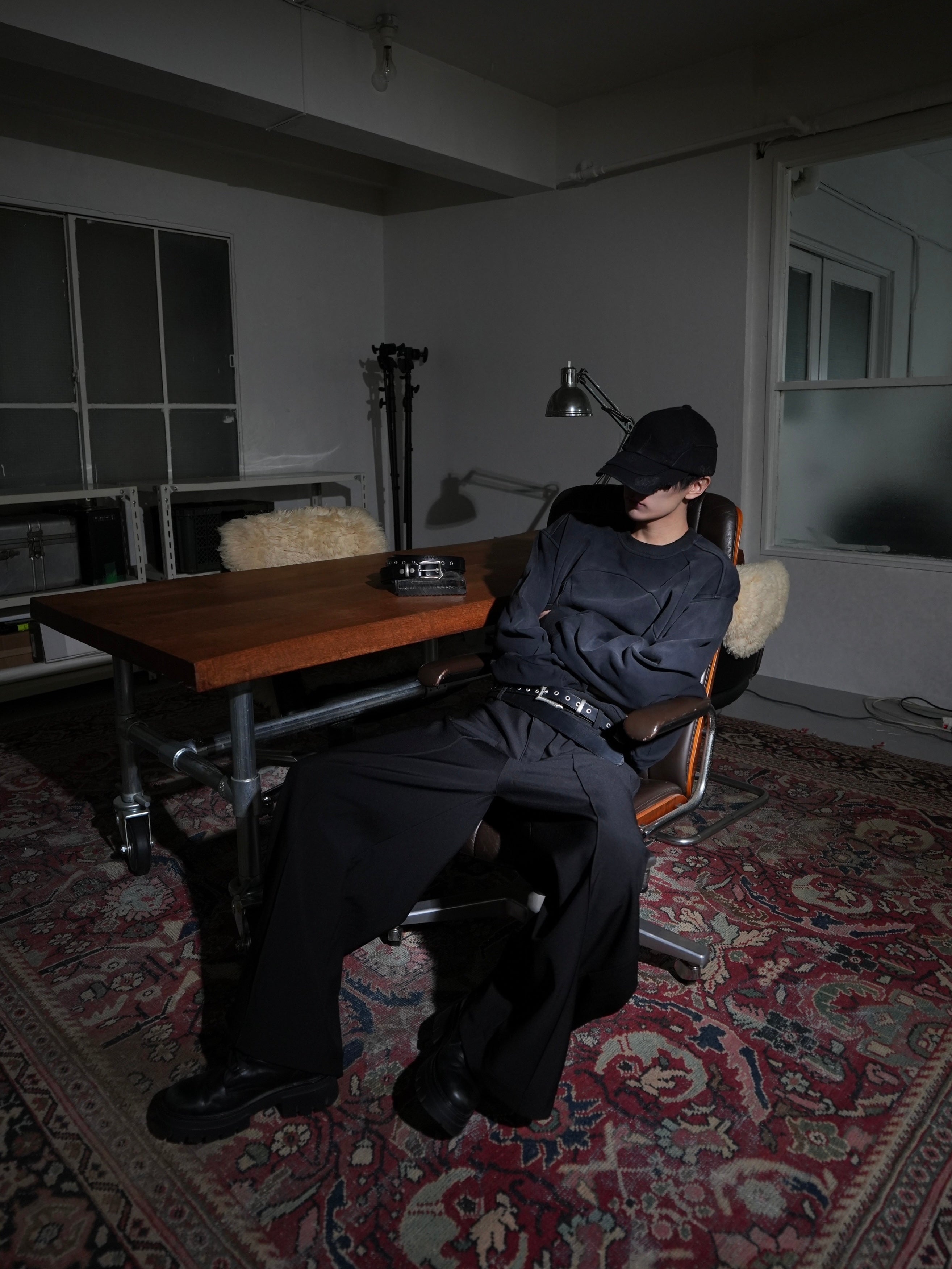 5/23 20:00発売【CHIKASHITSU PLUS HIGH】Arch washed denim cap (wash black)