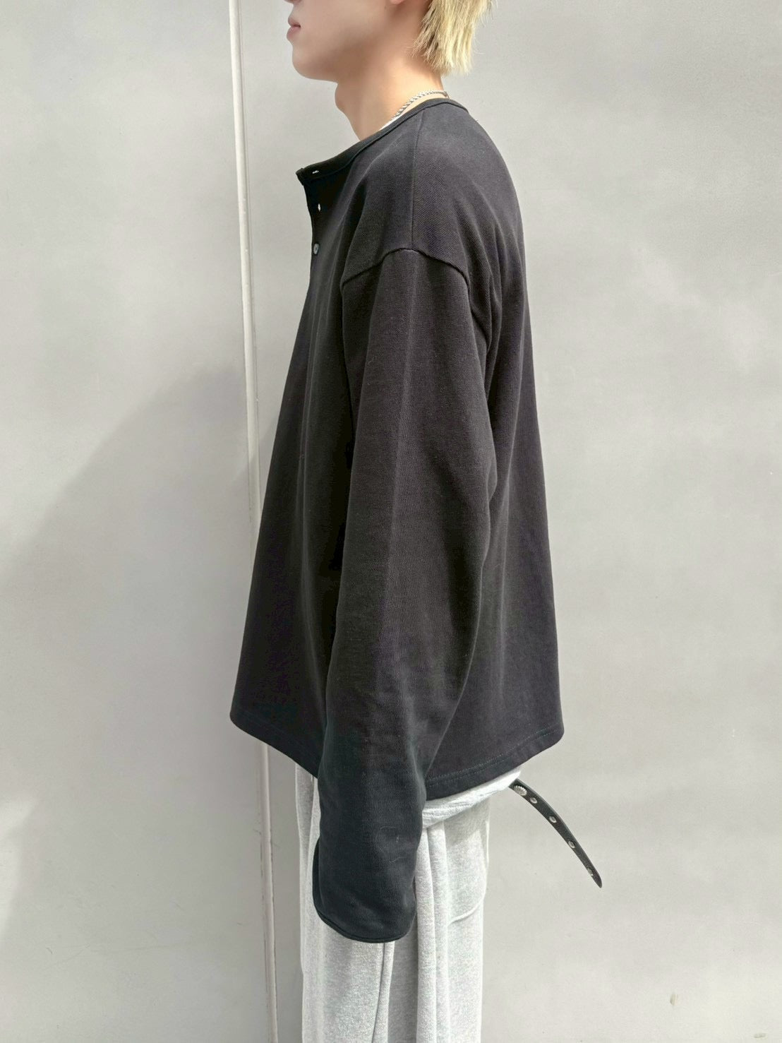 受注制【nmtc+】double button henley neck long sleeve (2color)