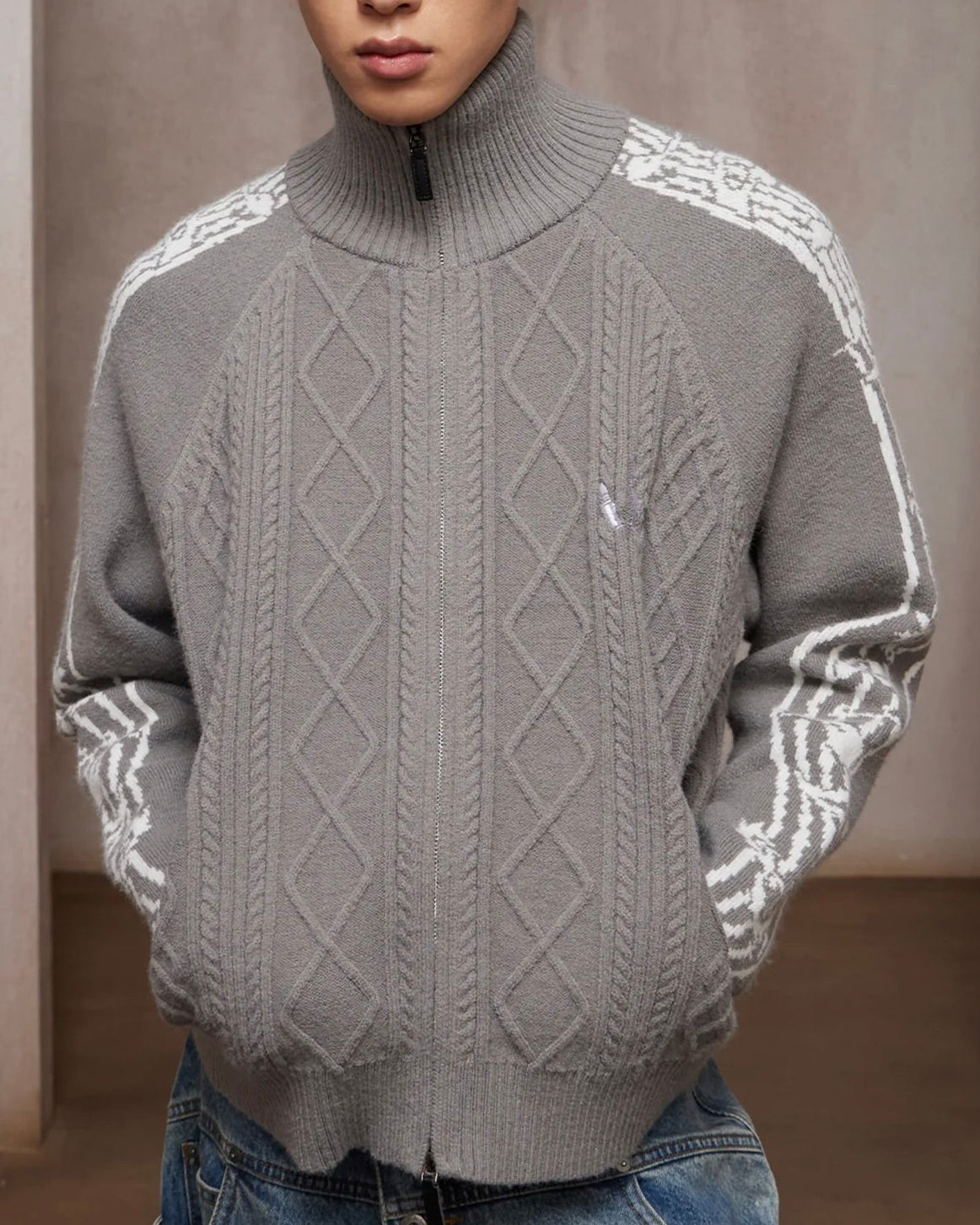 【DND4DES】Music Note Jacquard Knit Jacket