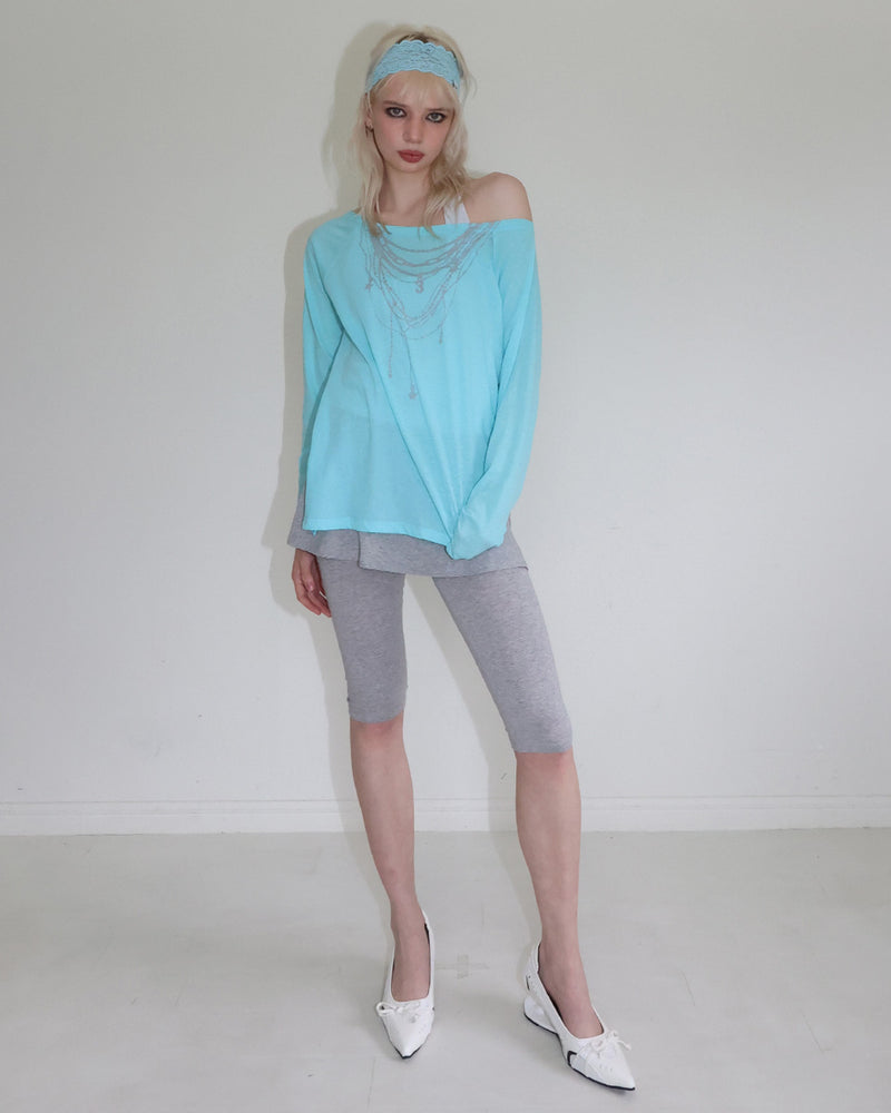 【CRANK】SHEER NECKLACE OFF-SHOULDER TOP