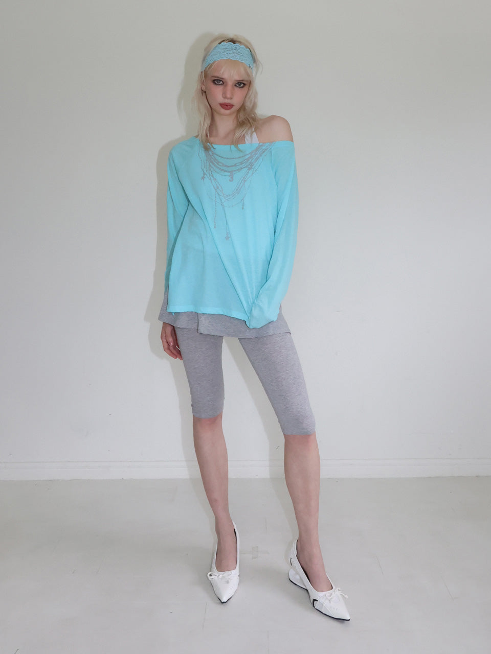 【CRANK】SHEER NECKLACE OFF-SHOULDER TOP