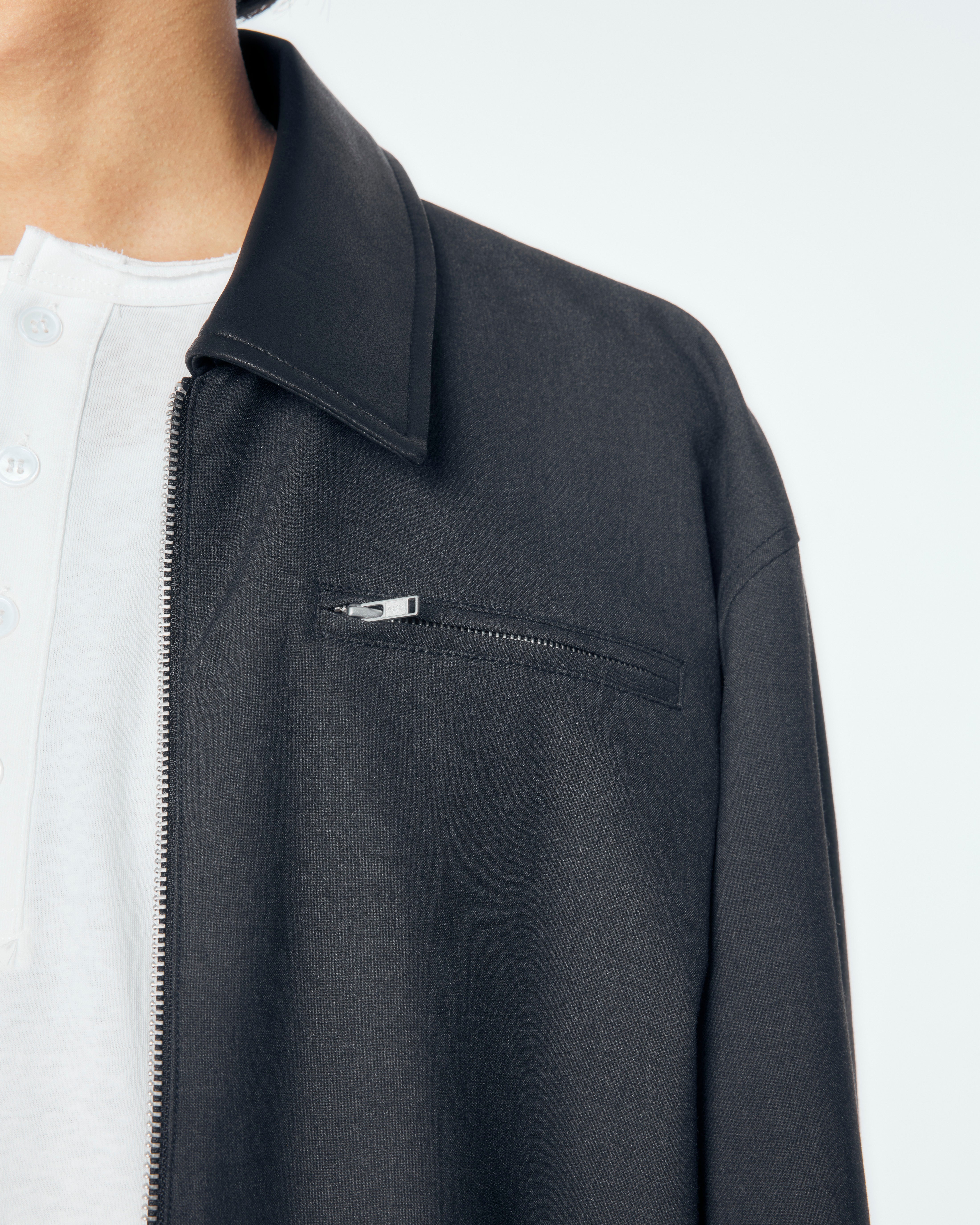 【CS】leather trim zip up jacket