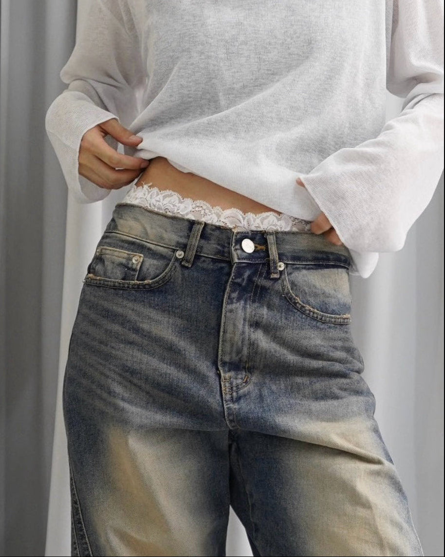 受注制【OaKS】lace layering waist band (3color)