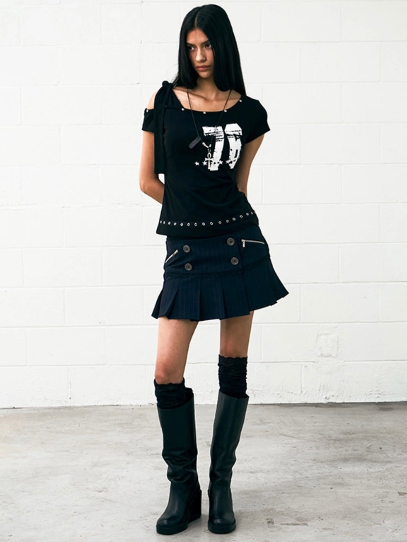 【NOT KNOWING】Tied One Shoulder 76 Top