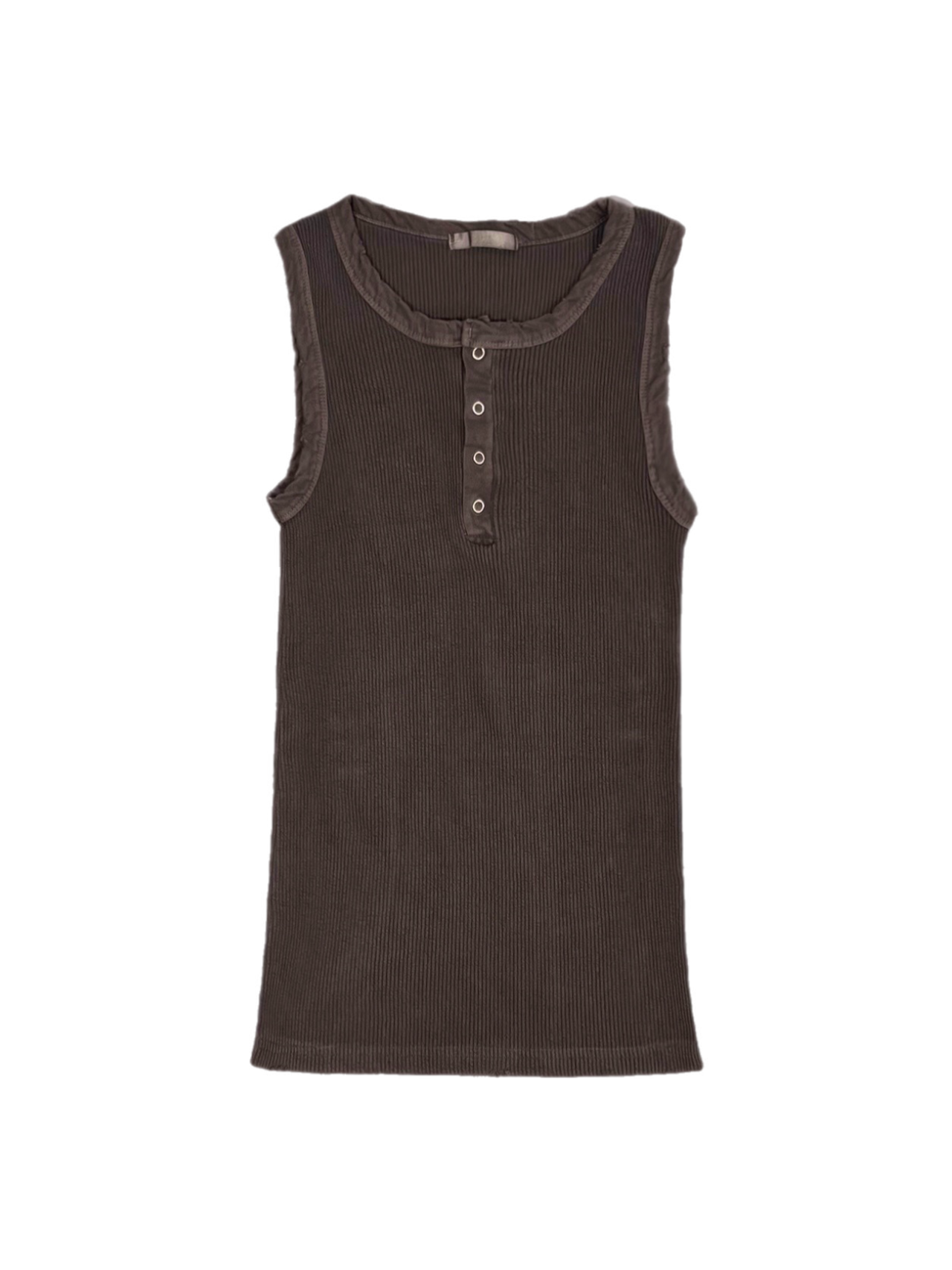 受注制【Chikashitsu +】pigment henley neck sleeveless (3color)