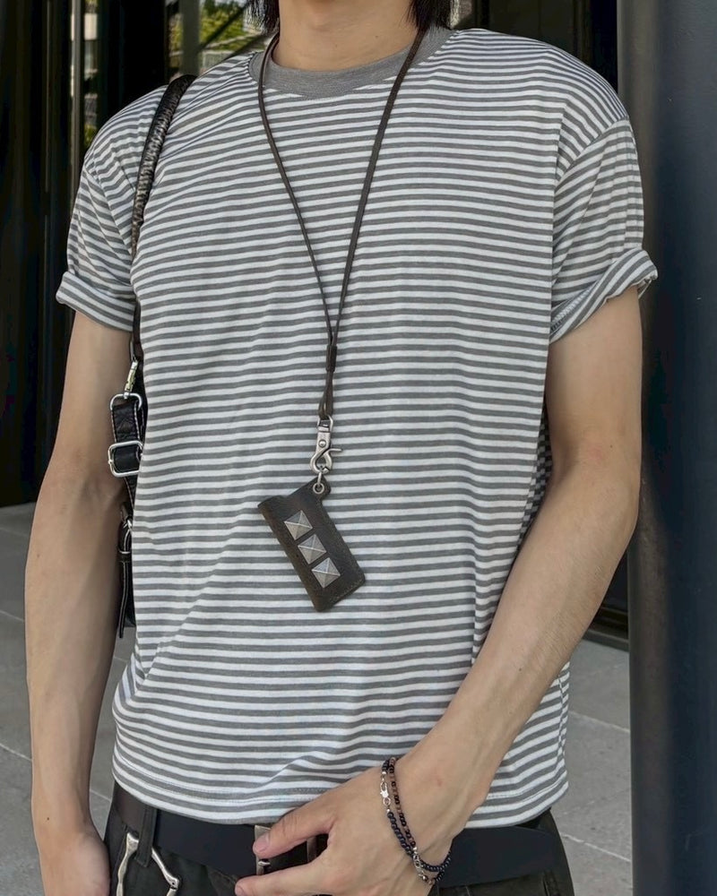 受注制【nmtc +】Stripe Contrast Semi Crop Tee (2color)