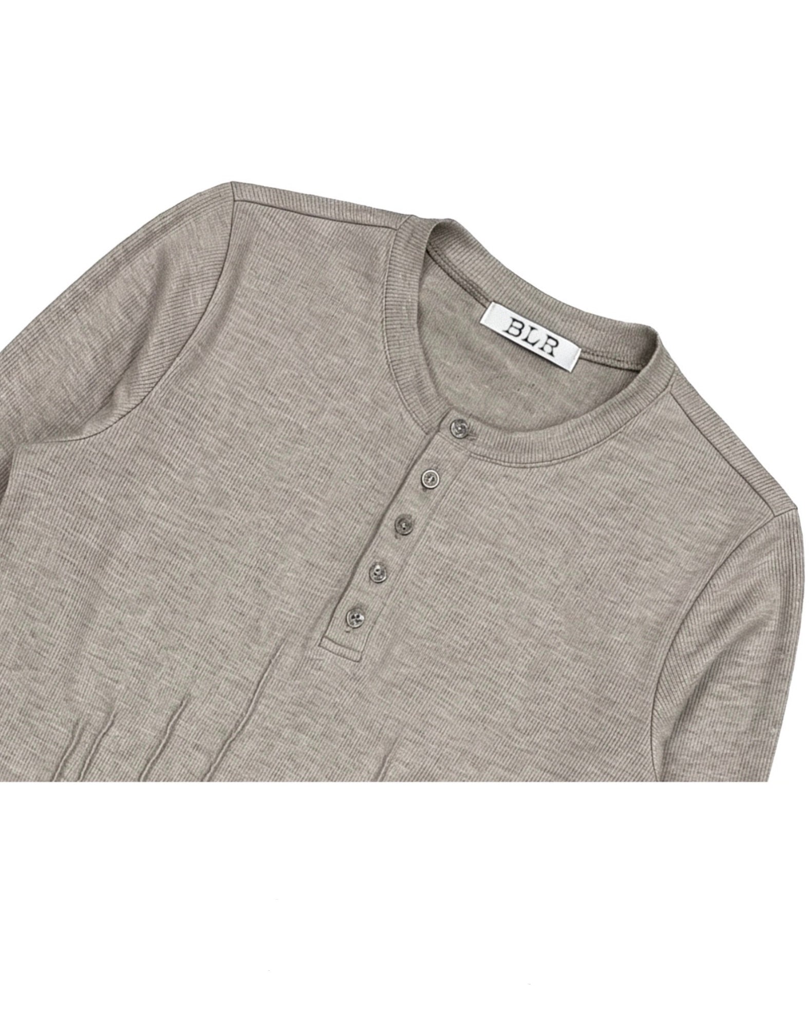 【BLR BLUER】Soft Pin-tuck Henley Long Sleeve