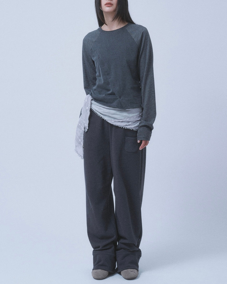 【TUOMIO】STRIPE BUTTON LONG SLEEVE