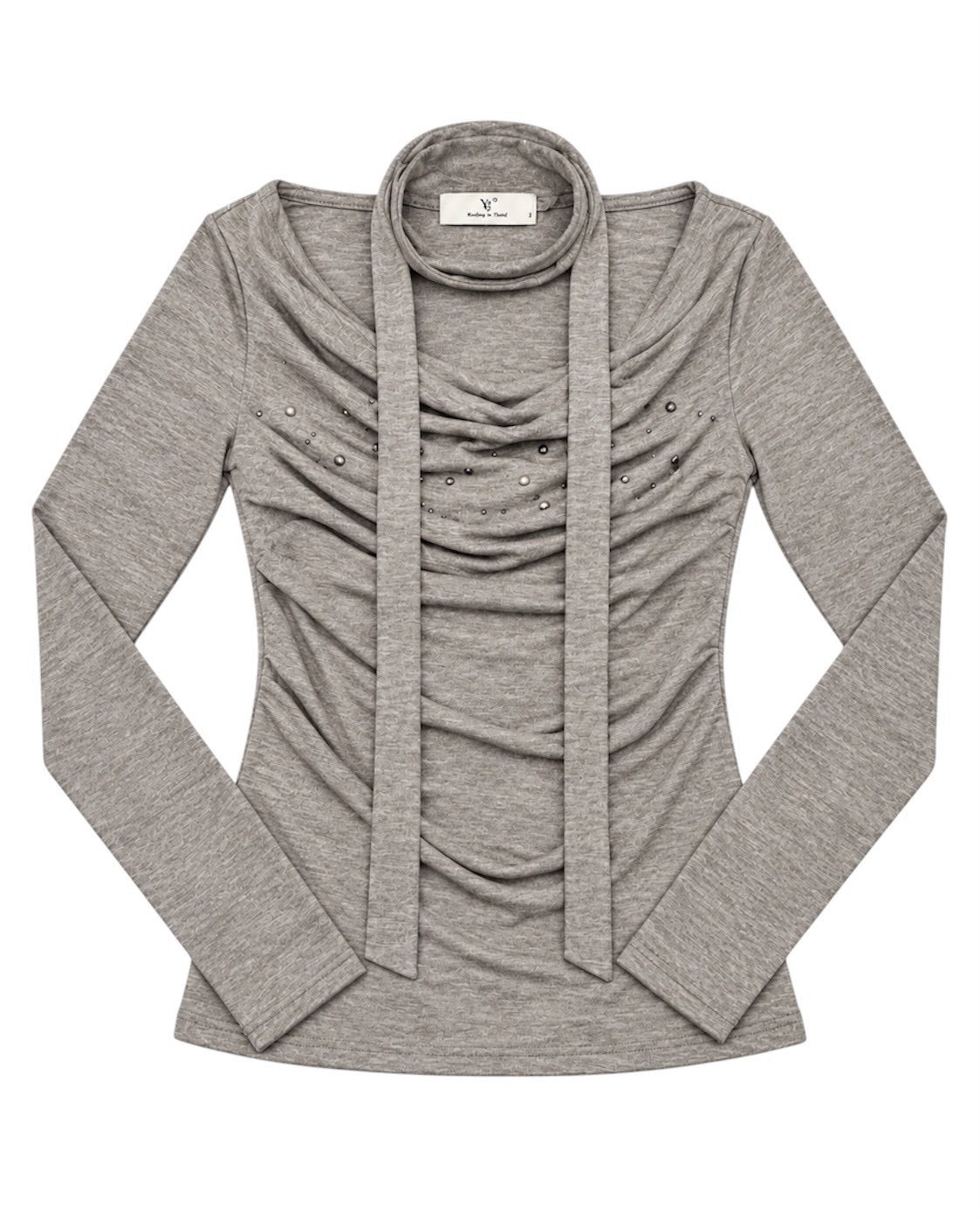 受注制【Never mind the XU】Draped ruched tie set top (4color)