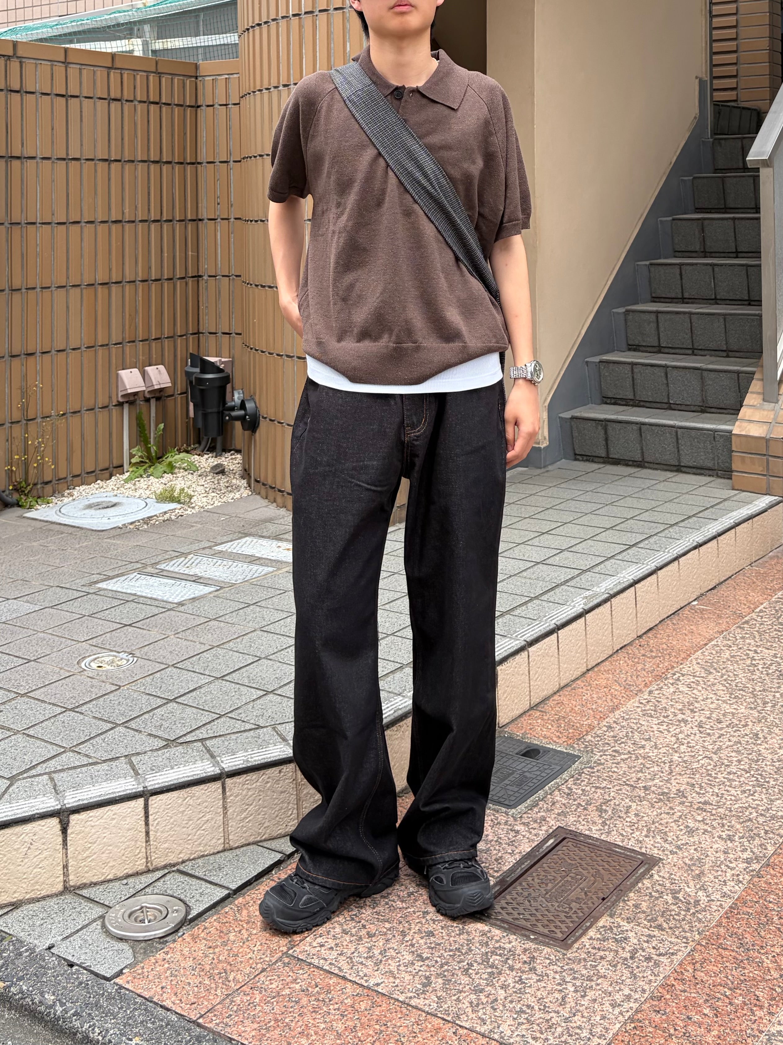 東京店WEB限定受注制【Chikashitsu +】cropped knit poloshirt (3color)
