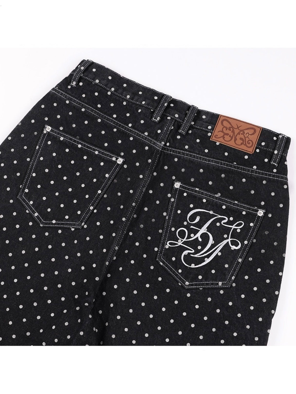【FANCY CLUB】STRING DOT ROLL-UP PANTS