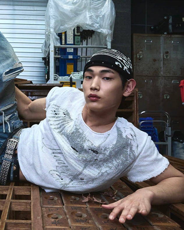 【LECYTO】Veil Mesh Layered T-Shirt