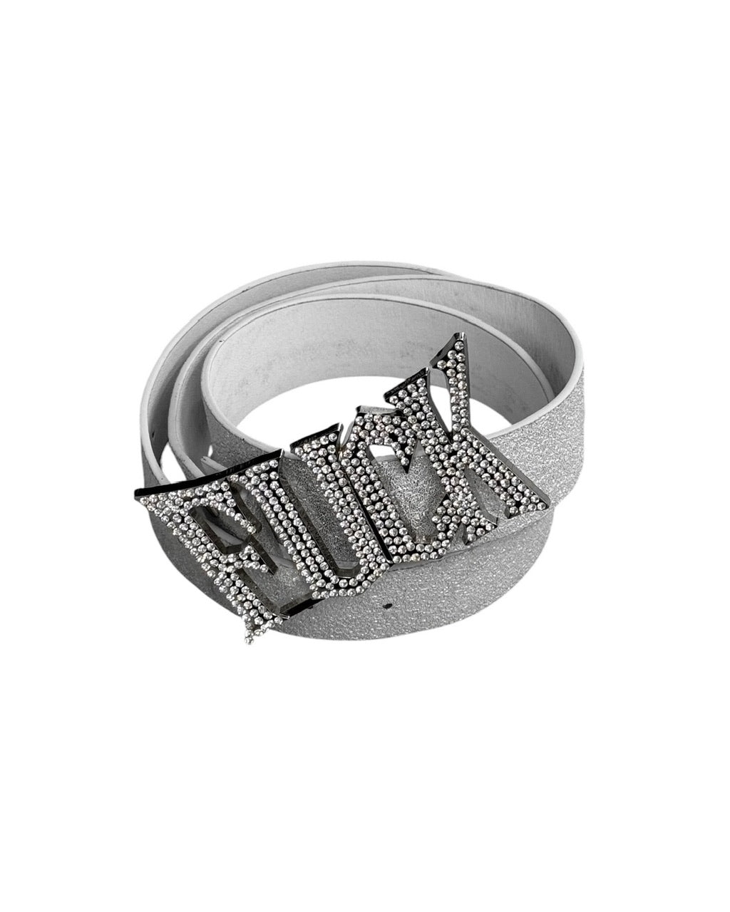 国際配送【Never mind the XU】rhinestone FUCK logo belt