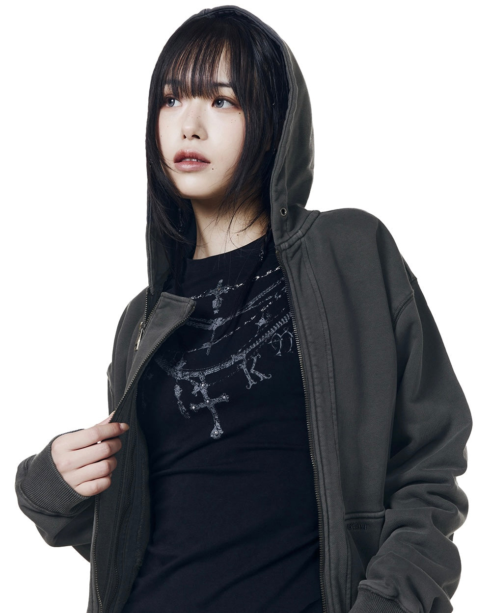 【AAKAM】Double Zippered Zip-Up Hoodie