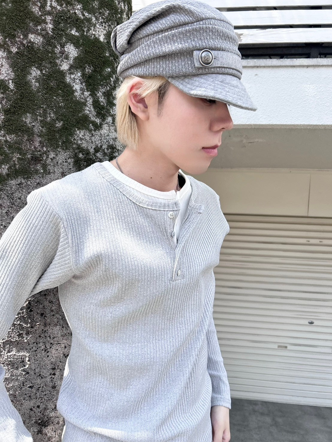 受注制【nmtc+】layered henley neck long sleeve (2color)
