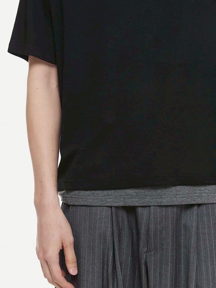【DNSR】Layered Henley Neck T-Shirt
