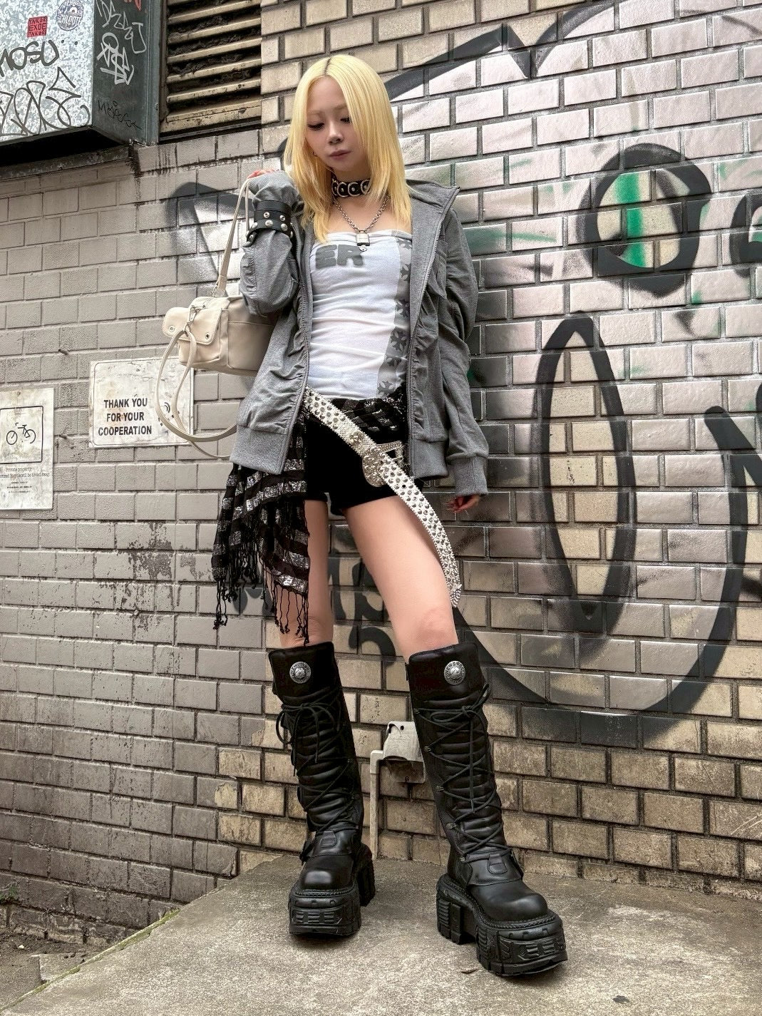 国際配送【BABY09】 Skull Studded Belt (3color)