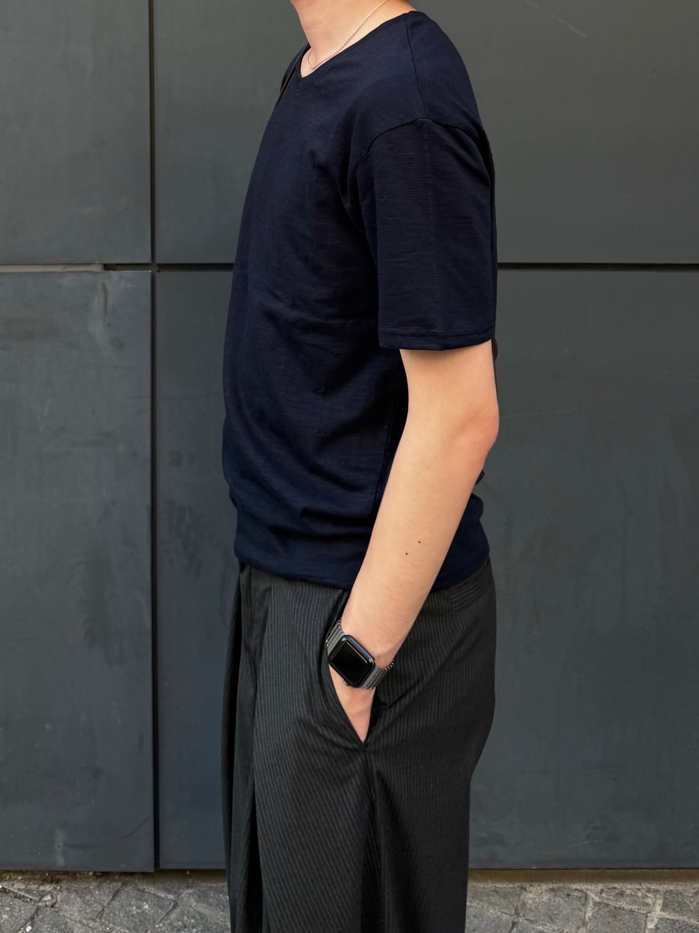 東京店WEB限定受注制【Chikashitsu +】slub v-neck tee (3color)