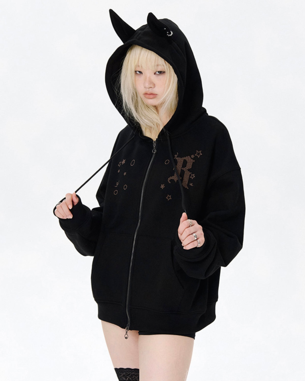 【runningHIGH】EAR ZIP UP HOODIE
