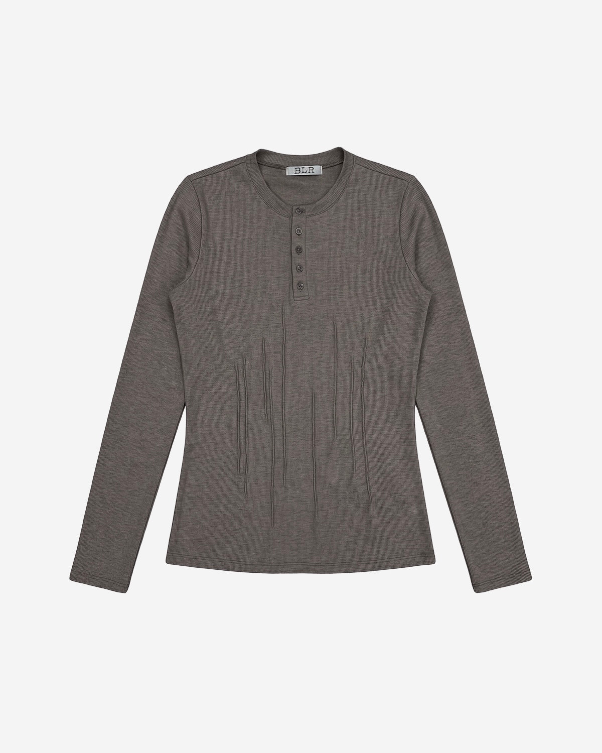 【BLR BLUER】Soft Pin-tuck Henley Long Sleeve