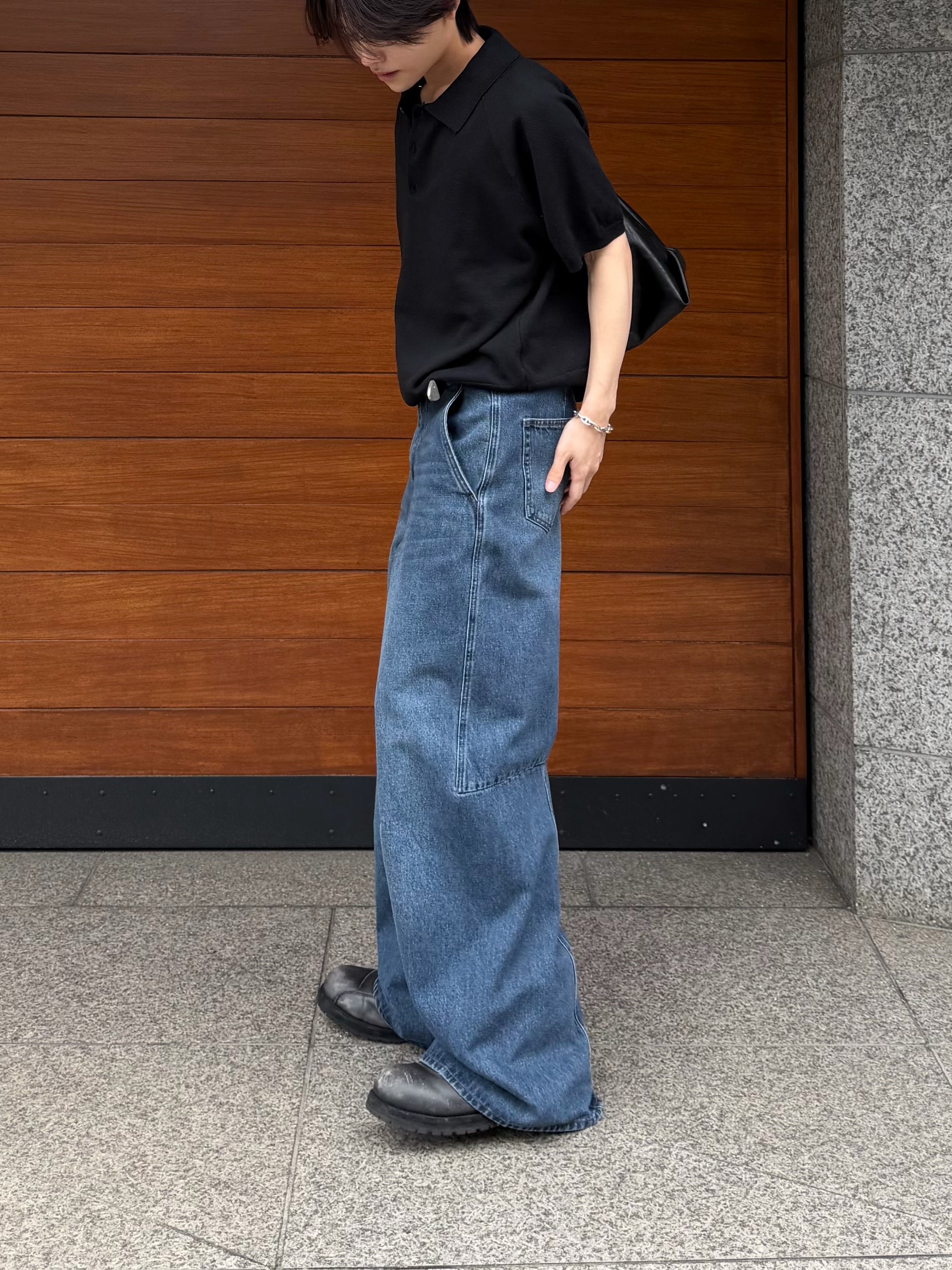 東京店WEB限定受注制【Chikashitsu +】cropped knit poloshirt (3color)
